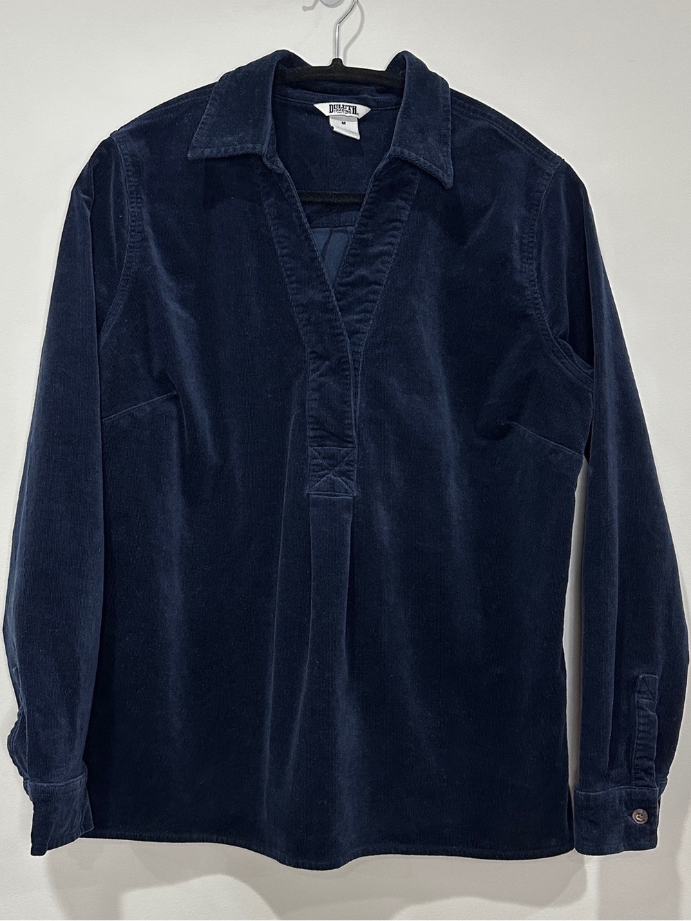 Duluth Trading Co Navy Corduroy Button-Down Pullover/Popover